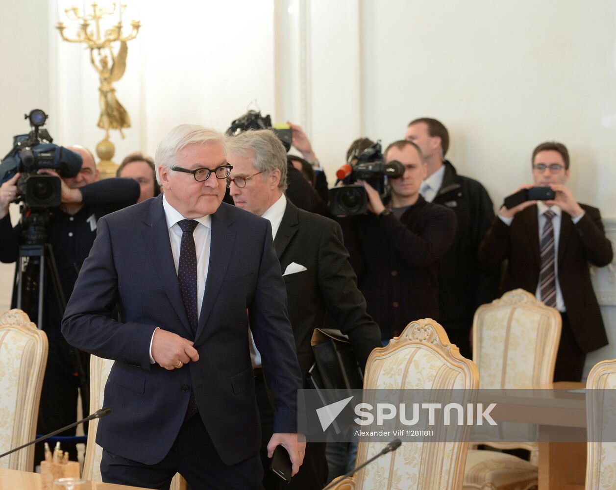 Russian Foreign Minister Sergey Lavrov meets with German Foreign Minister Frank-Walter Steinmeier