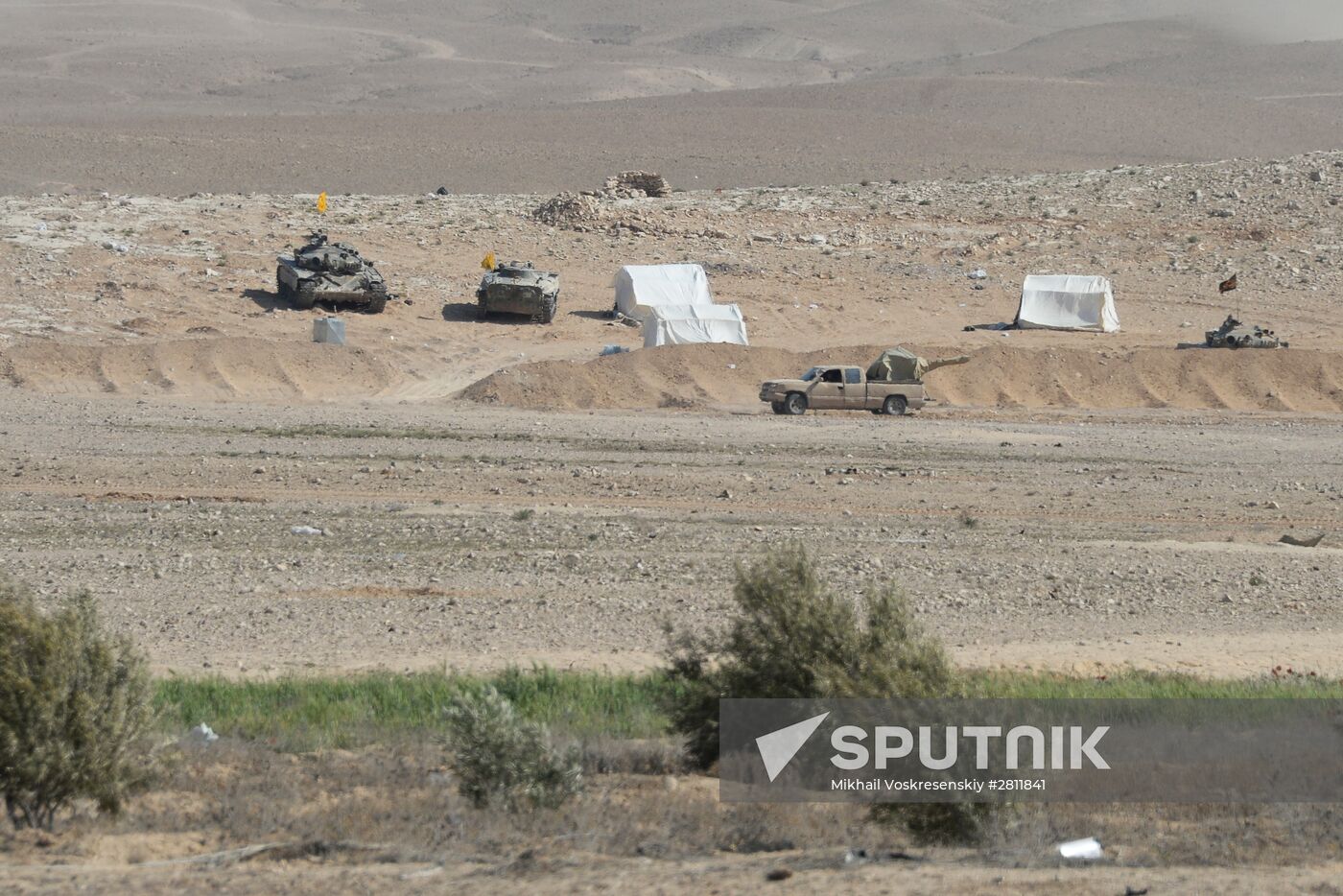Syrian army and self-defense forces approach Palmyra