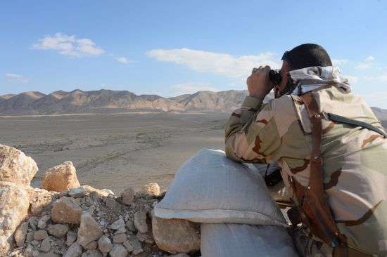 Syrian army and self-defense forces approach Palmyra