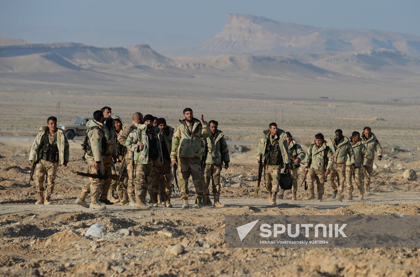 Syrian army and self-defense forces approach Palmyra