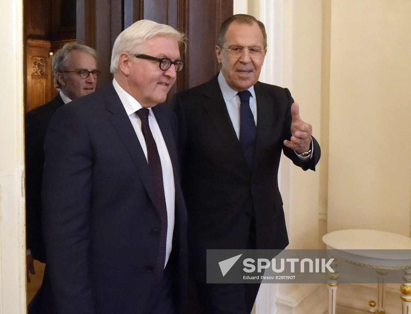 Russian Foreign Minister Sergey Lavrov meets with German Foreign Minister Frank-Walter Steinmeier