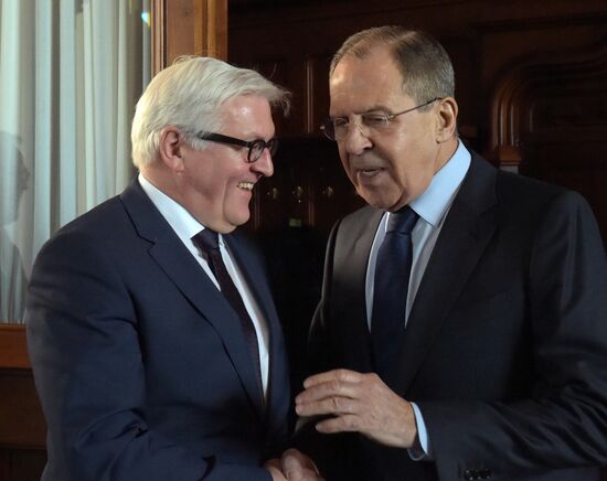 Russian Foreign Minister Sergey Lavrov meets with German Foreign Minister Frank-Walter Steinmeier