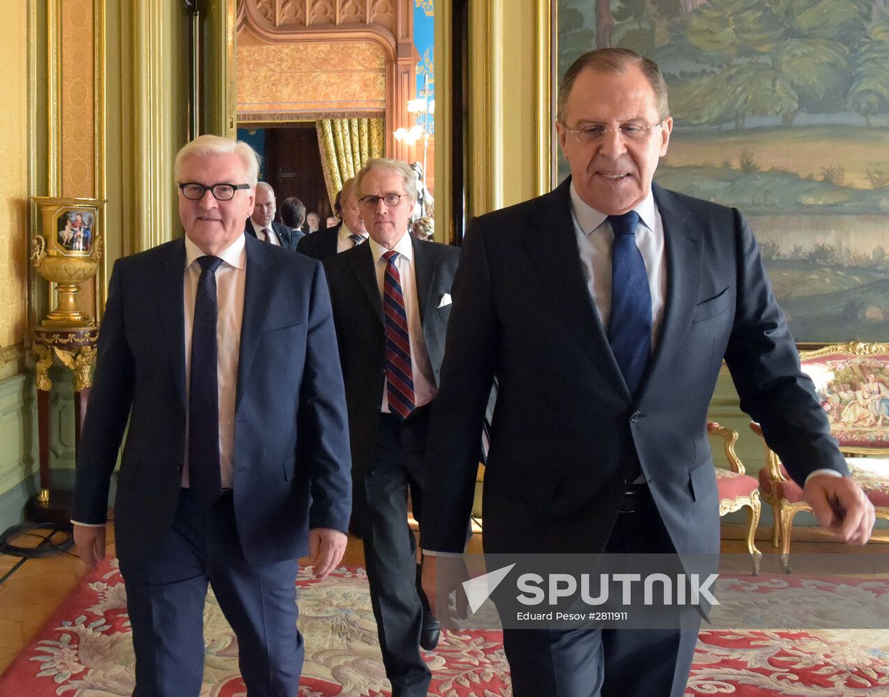 Russian Foreign Minister Sergey Lavrov meets with German Foreign Minister Frank-Walter Steinmeier