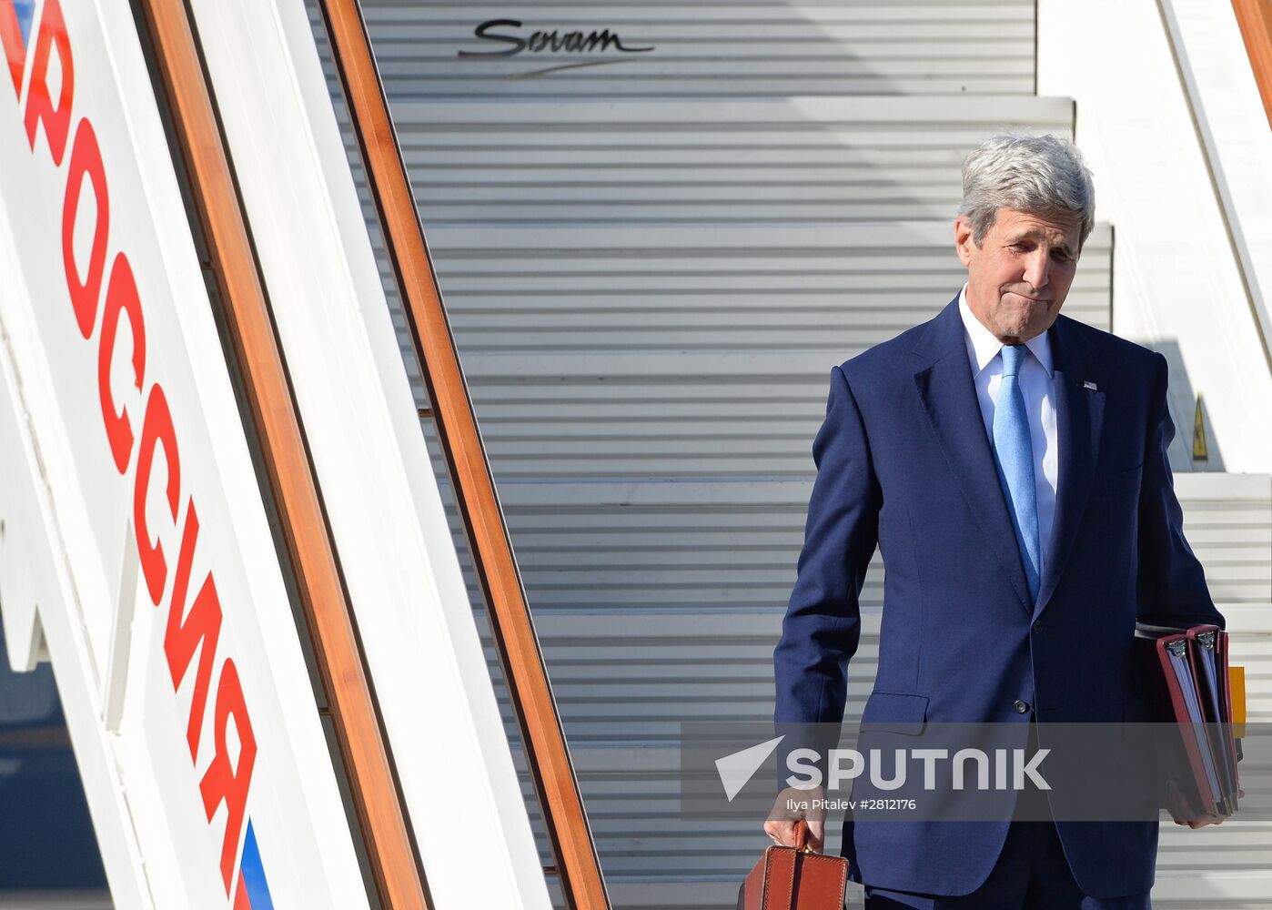 U.S. Secretary of State John Kerry arrives in Moscow