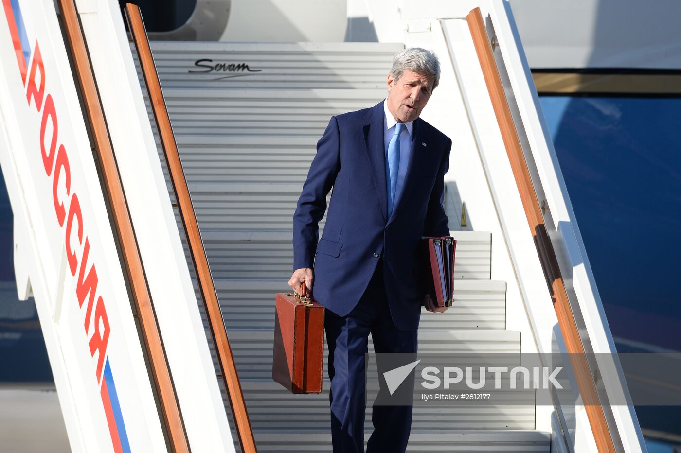 U.S. Secretary of State John Kerry arrives in Moscow