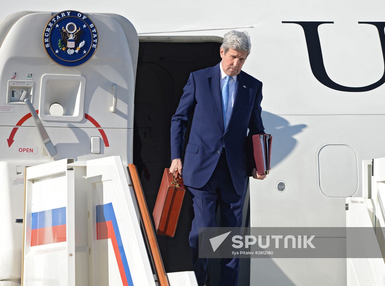 U.S. Secretary of State John Kerry arrives in Moscow