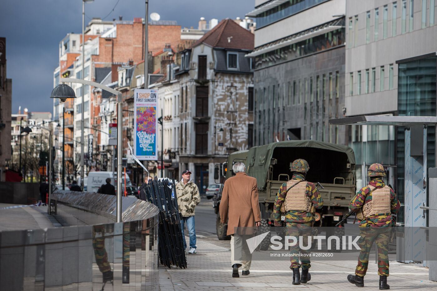 Brussels after terrorist airport and metro attacks