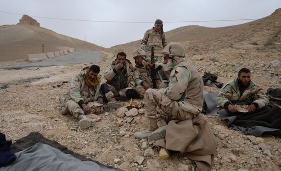 Syrian government army and militia fight for Palmyra