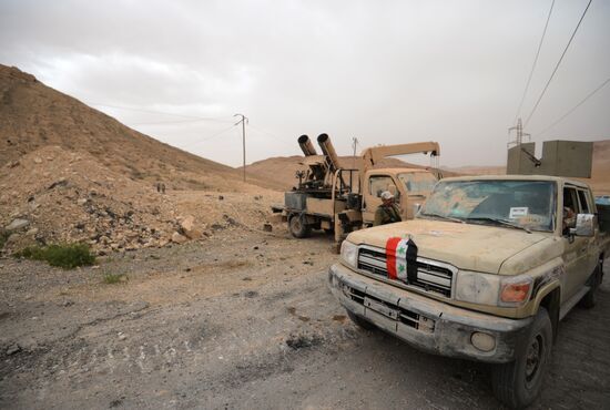 Syrian government army and militia fight for Palmyra