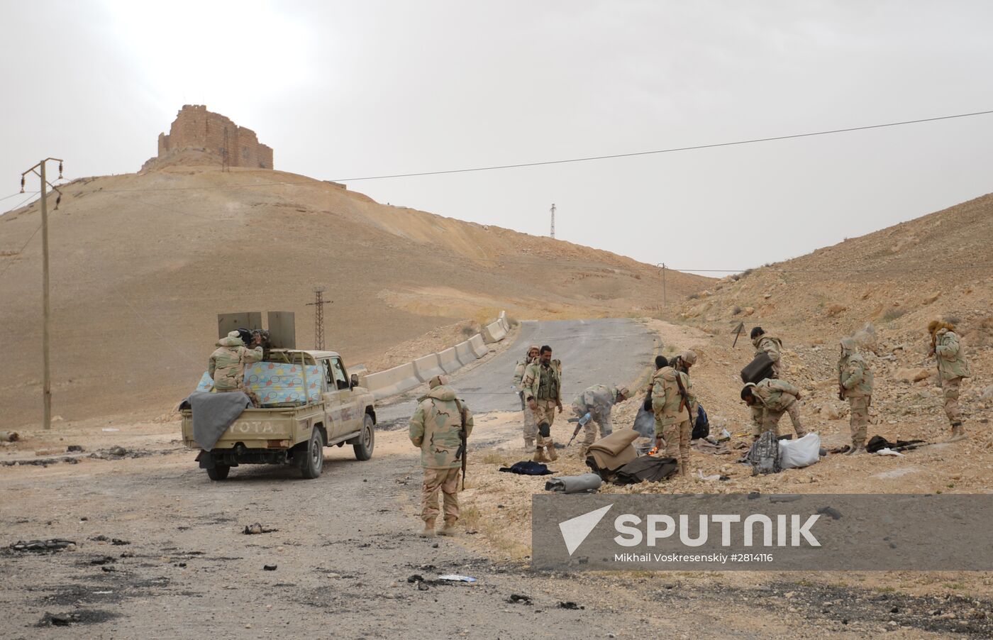 Syrian government army and militia fight for Palmyra