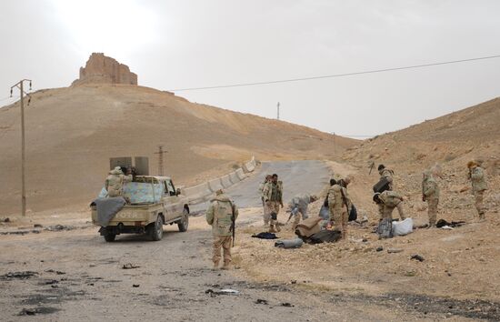 Syrian government army and militia fight for Palmyra