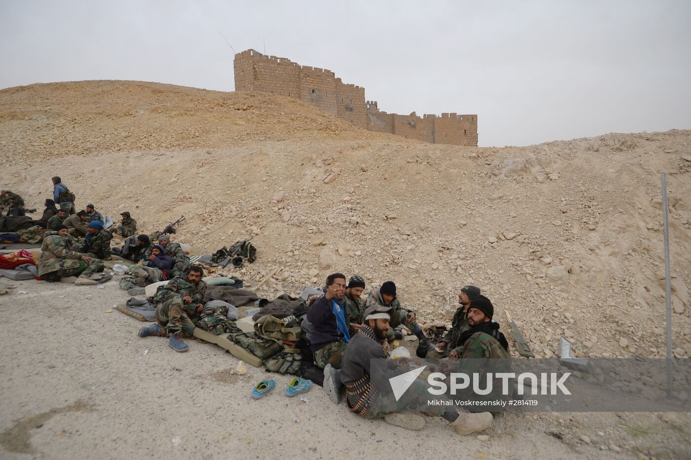 Syrian government army and militia fight for Palmyra