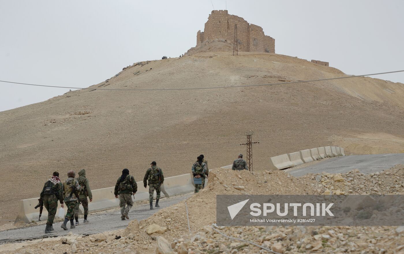 Syrian government army and militia fight for Palmyra