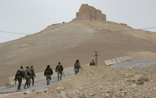 Syrian government army and militia fight for Palmyra