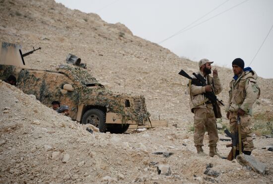 Syrian government army and militia fight for Palmyra