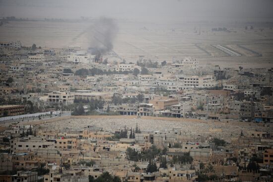 Syrian government army and militia fight for Palmyra