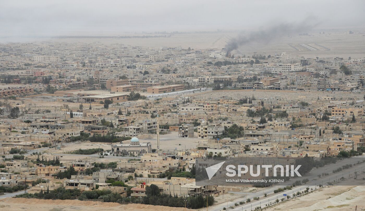Syrian government army and militia fight for Palmyra
