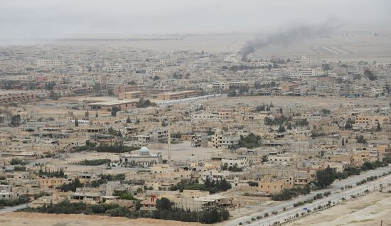 Syrian government army and militia fight for Palmyra