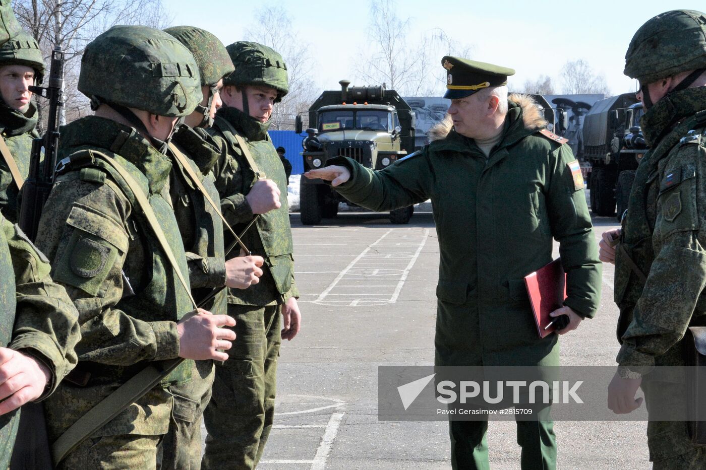 Combat engineers of the Russian Defense Ministry prepare to leave for Syria's Palmyra