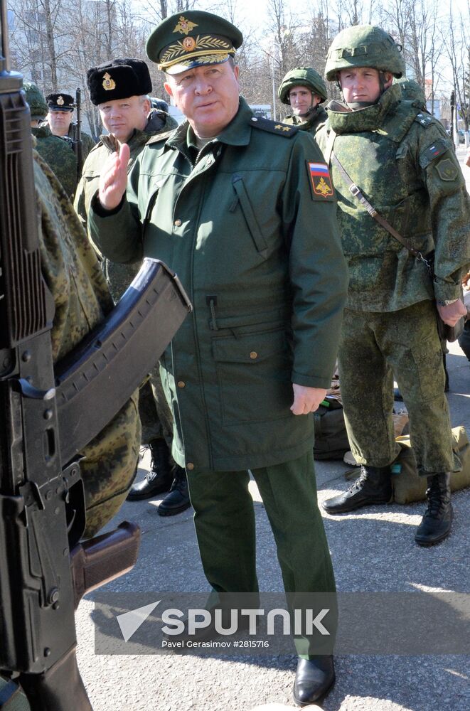 Combat engineers of the Russian Defense Ministry prepare to leave for Syria's Palmyra