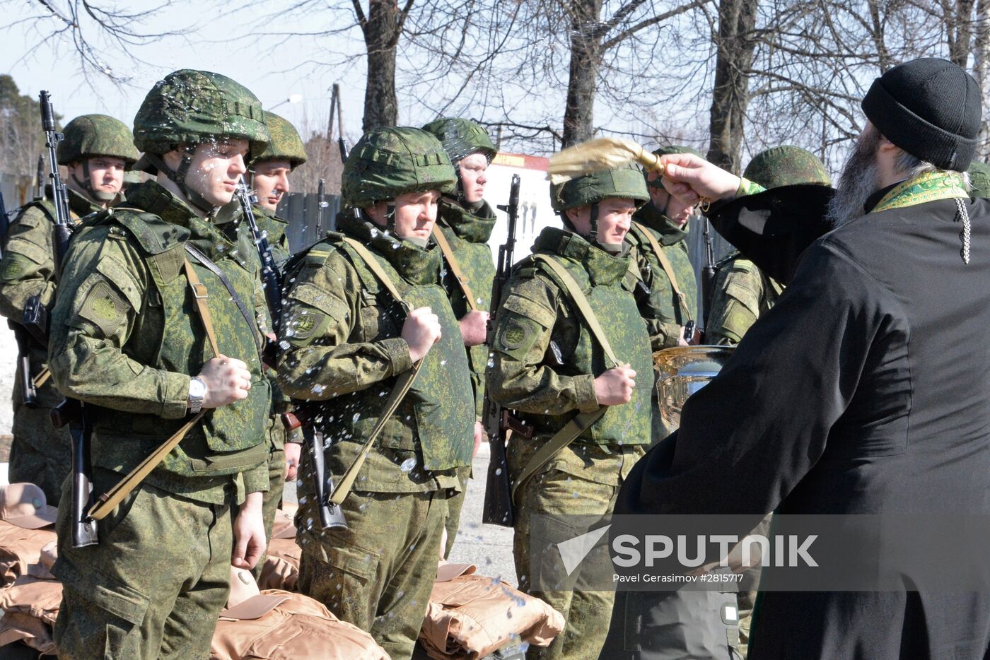 Combat engineers of the Russian Defense Ministry prepare to leave for Syria's Palmyra