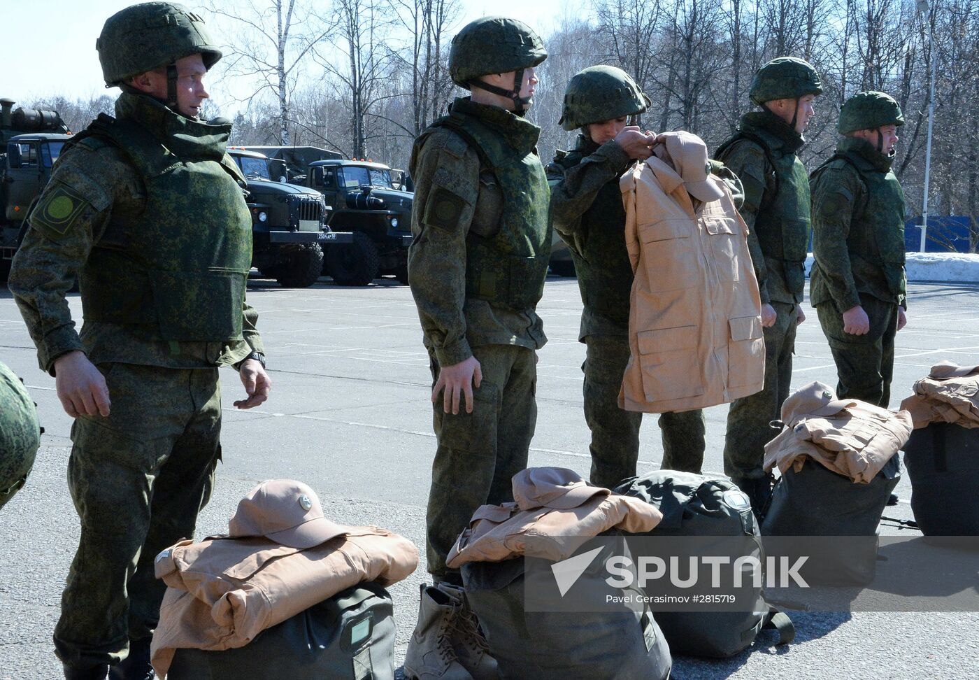 Combat engineers of the Russian Defense Ministry prepare to leave for Syria's Palmyra