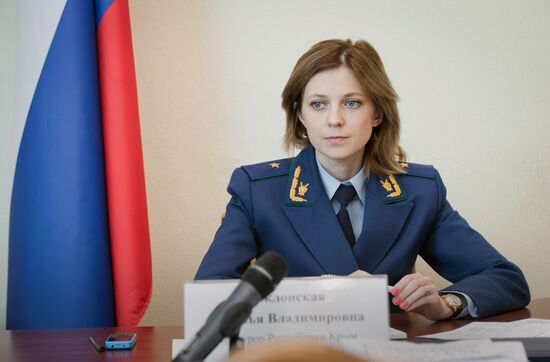 Crimea's Prosecutor General Natalya Poklonskaya receives citizens to discuss private matters