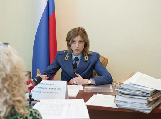 Crimea's Prosecutor General Natalya Poklonskaya receives citizens to discuss private matters