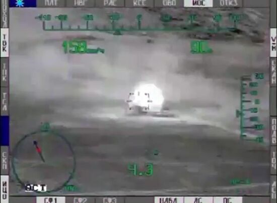Russian Mi-28N helicopters use anti-tank missiles in Syria