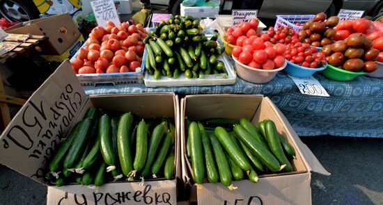 Food market in Vladivostok's central square