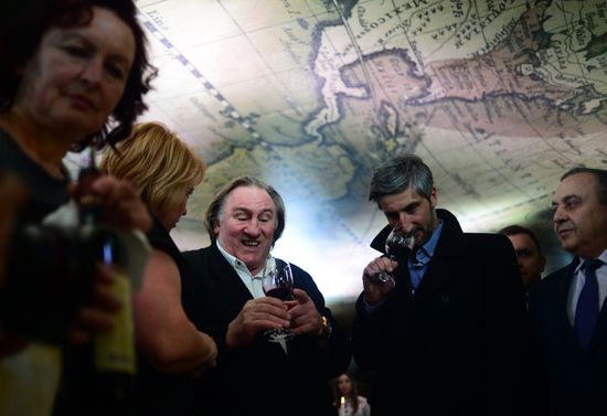 Gerard Depardieu at Crimean wine tasting