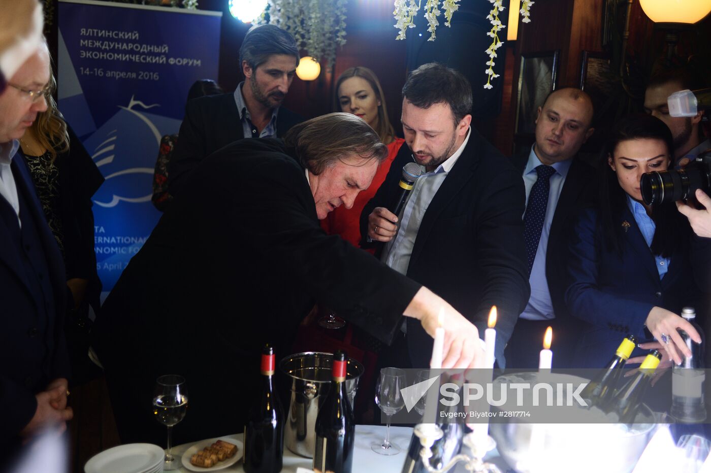Gerard Depardieu at Crimean wine tasting
