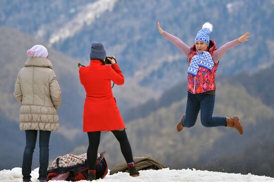 Skiing at Rosa Khutor Alpine Resort in spring