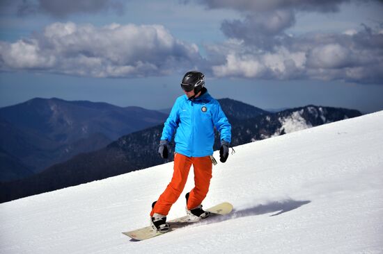 Skiing at Rosa Khutor Alpine Resort in spring
