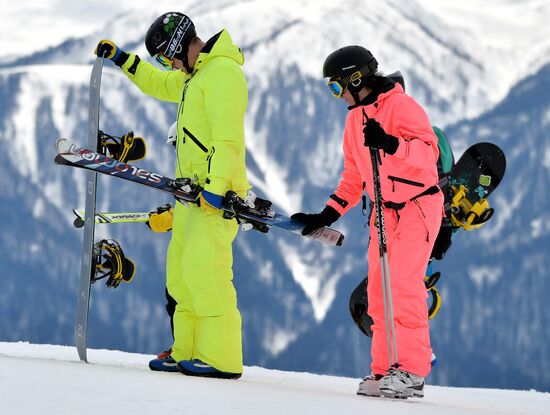 Skiing at Rosa Khutor Alpine Resort in spring