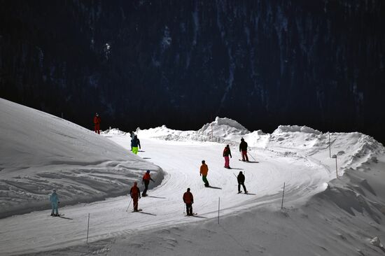 Skiing at Rosa Khutor Alpine Resort in spring