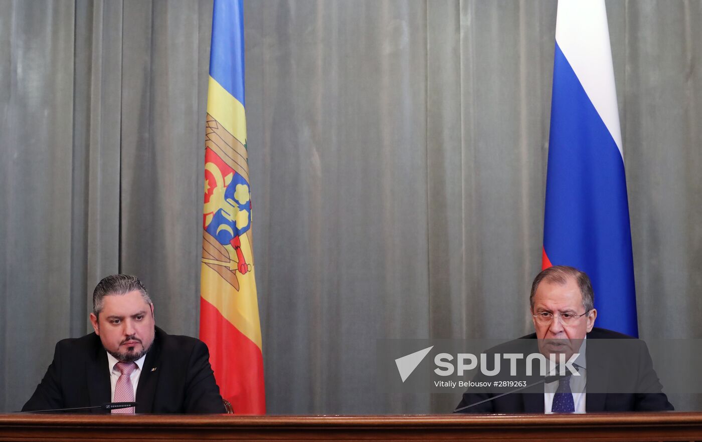 Russian Foreign Minister Sergei Lavrov meets with his Moldovan counterpart Andrei Galbur