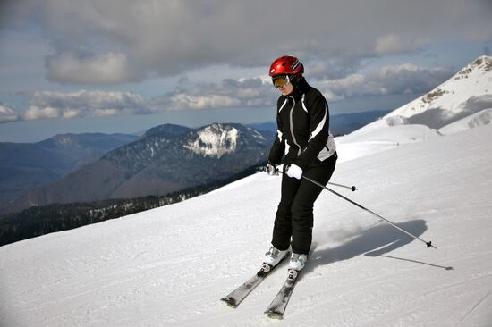 Skiing at Rosa Khutor Alpine Resort in spring