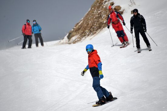 Skiing at Rosa Khutor Alpine Resort in spring