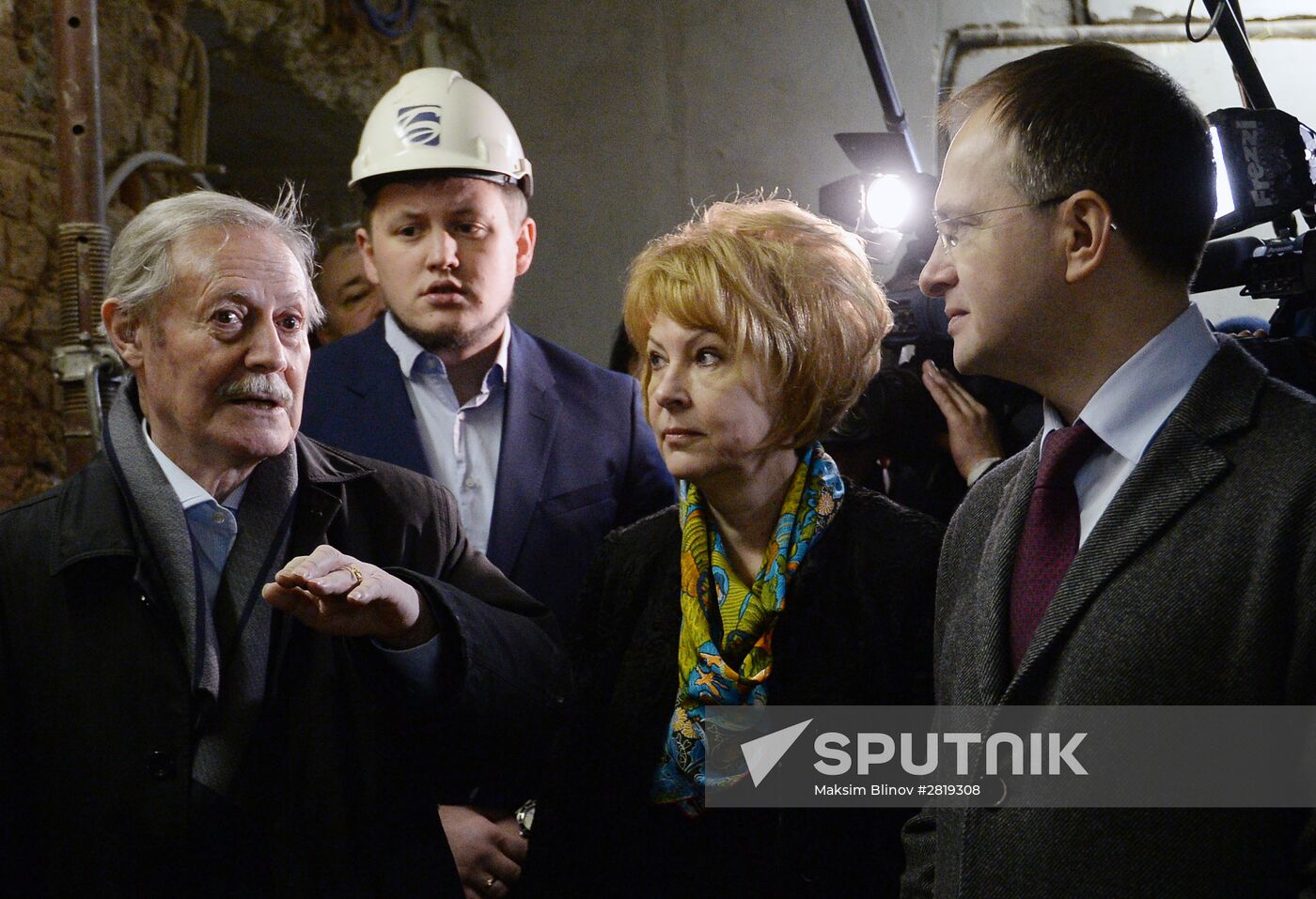 Russian Culture Minister Vladimir Medinsky inspects reconstruction in progress at Maly Theater