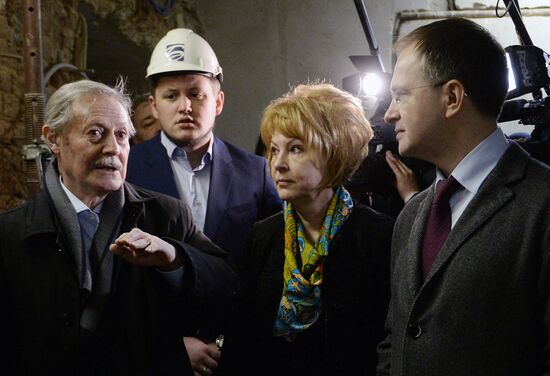 Russian Culture Minister Vladimir Medinsky inspects reconstruction in progress at Maly Theater