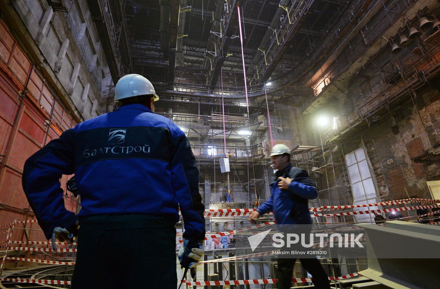 Russian Culture Minister Vladimir Medinsky inspects reconstruction in progress at Maly Theater