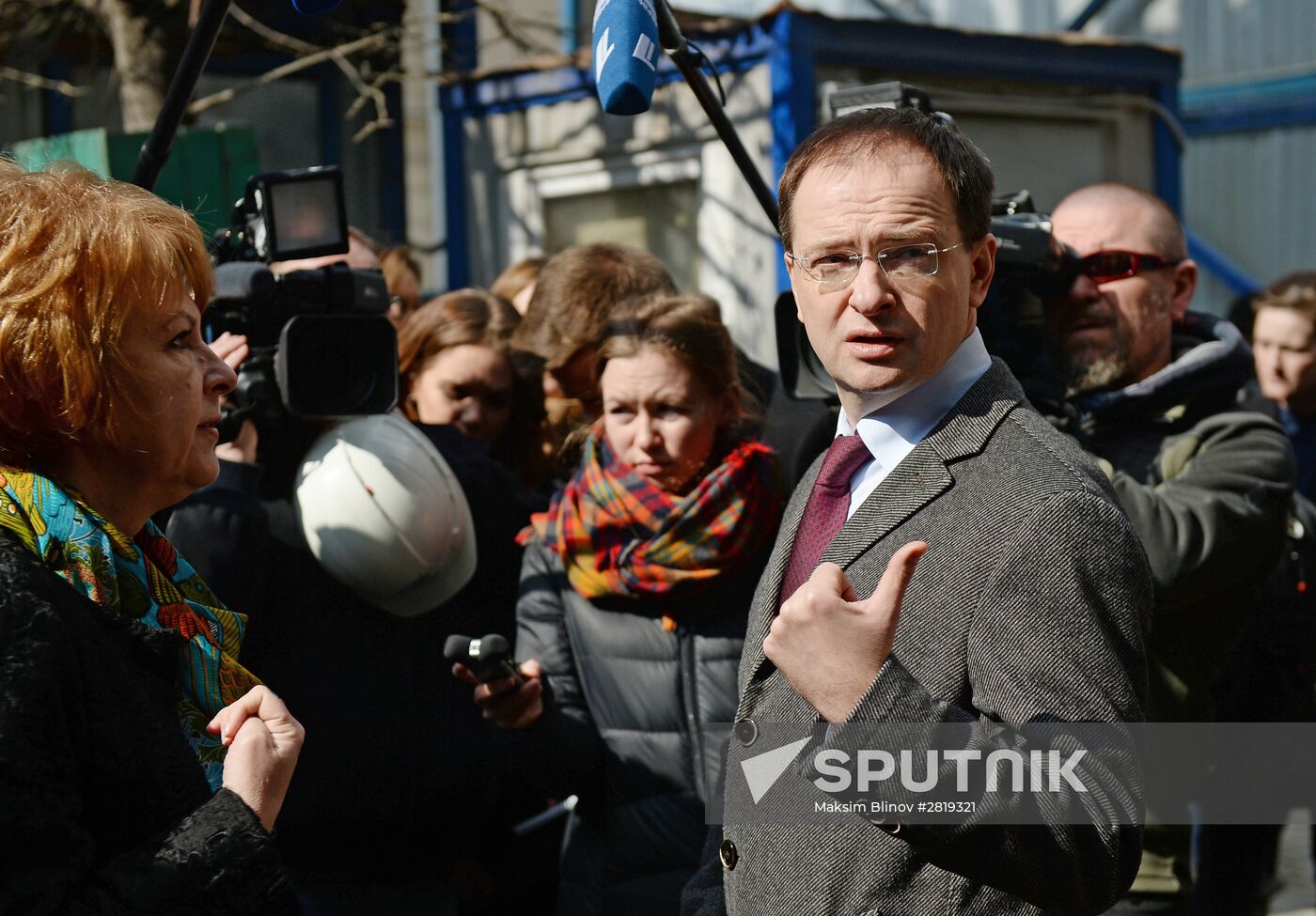 Russian Culture Minister Vladimir Medinsky inspects reconstruction in progress at Maly Theater