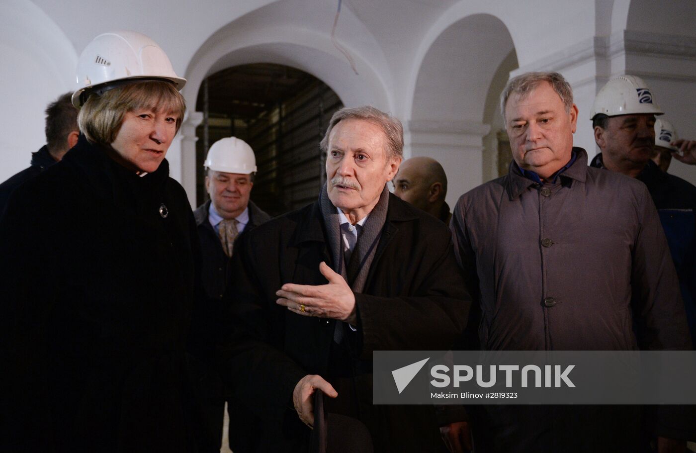 Russian Culture Minister Vladimir Medinsky inspects reconstruction in progress at Maly Theater