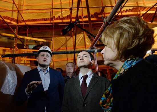 Russian Culture Minister Vladimir Medinsky inspects reconstruction in progress at Maly Theater