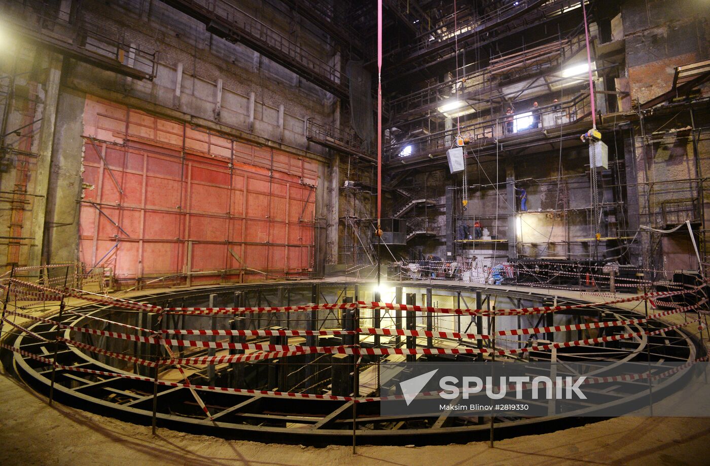 Russian Culture Minister Vladimir Medinsky inspects reconstruction in progress at Maly Theater