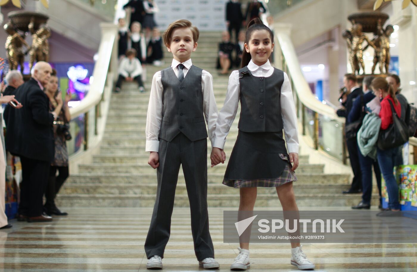 Moscow school uniform producers open their exhibition at Children's World atrium space