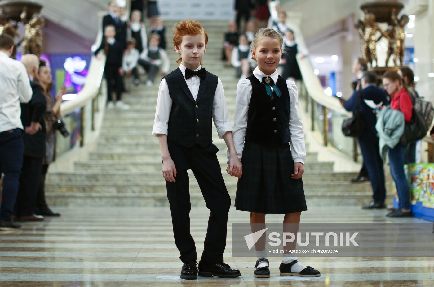 Moscow school uniform producers open their exhibition at Children's World atrium space