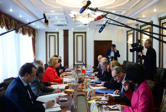 Russian Federation Council Speaker Valentina Matvienko meets with French Senate President Gerard Larcher