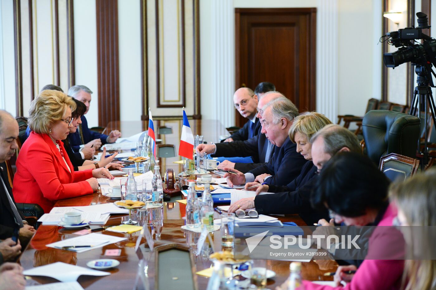 Russian Federation Council Speaker Valentina Matvienko meets with French Senate President Gerard Larcher